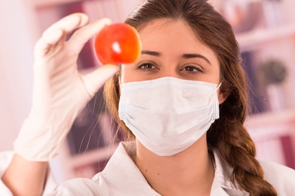 Graduate student in a food science lab.