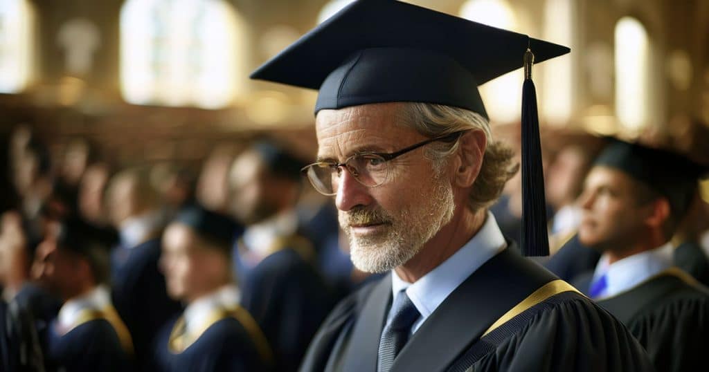 Professor at graduation ceremony