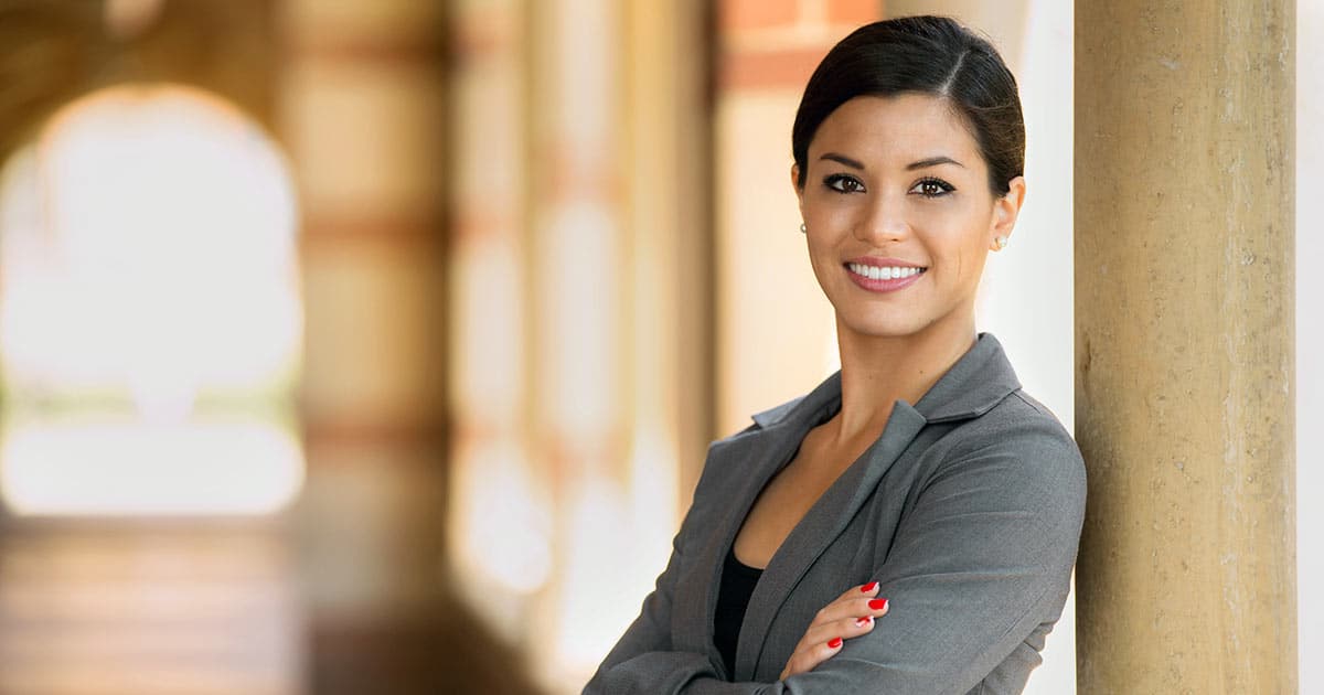 Young lawyer outside a courtroom